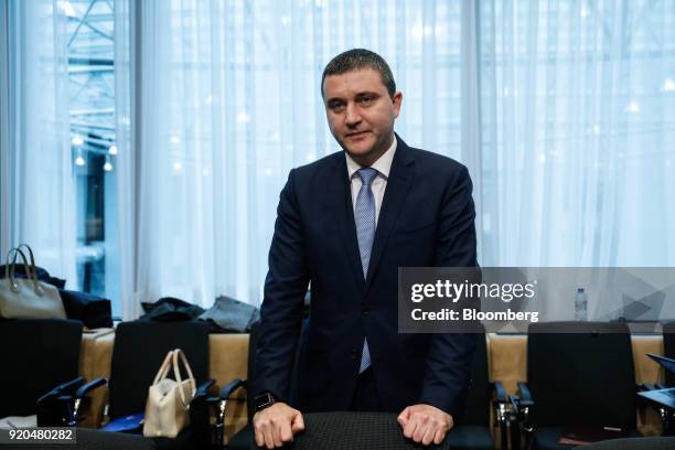 Vladislav Goranov, Bulgaria's finance minister attends a macroeconomic meeting ahead of a Eurogroup meeting in Brussels, Belgium, on Monday, Feb. 19,...