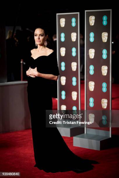 Angelina Jolie attends the EE British Academy Film Awards held at Royal Albert Hall on February 18, 2018 in London, England.