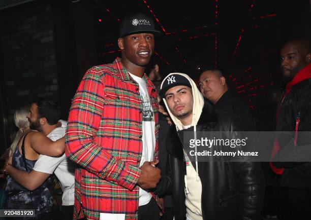 Al Harrington and Eric da Jeweler attend the LIV On Sunday For MVP Weekend event At Avenue Los Angeles Hosted By French Montana and presented By Remy...