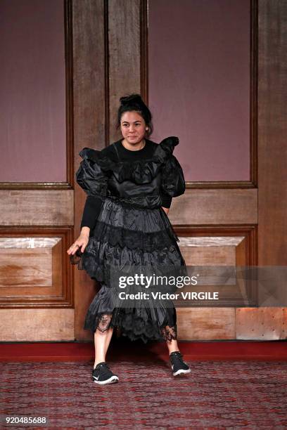 Fashion designer Simone Rocha walks the runway at the Simone Rocha Ready to Wear Fall/Winter 2018-2019 fashion show during London Fashion Week...