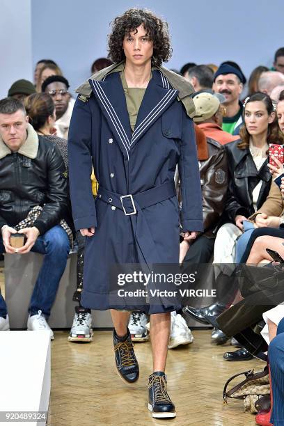 Model walks the runway at the JW Anderson Ready to Wear Fall/Winter 2018-2019 fashion show during London Fashion Week February 2018 on February 17,...