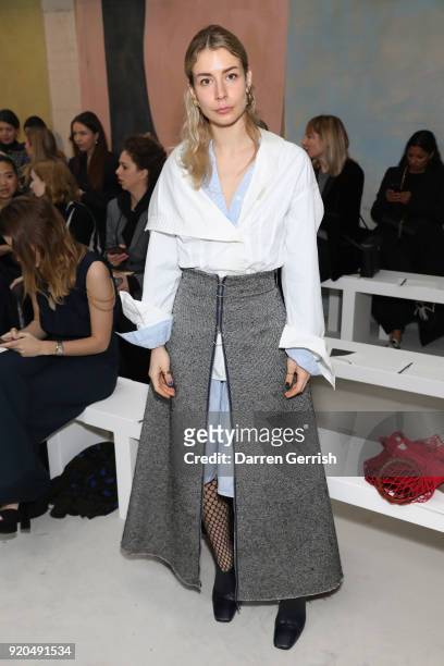 Irina Lakicevic attends the Roksanda show during London Fashion Week February 2018 at Eccleston Place on February 19, 2018 in London, England.