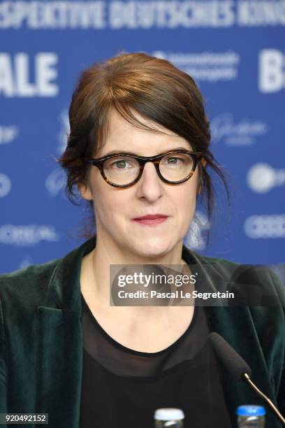 Ursula Meier attends the 'Shock Waves' press conference during the 68th Berlinale International Film Festival Berlin at Grand Hyatt Hotel on February...