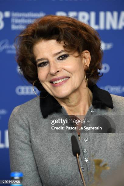 Fanny Ardant is seen at the 'Shock Waves' press conference during the 68th Berlinale International Film Festival Berlin at Grand Hyatt Hotel on...