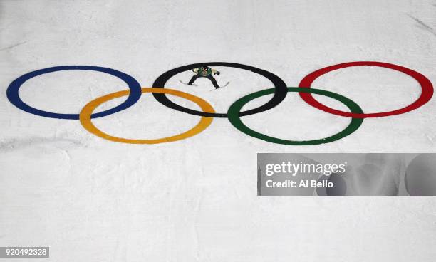 Manuel Fettner of Austria during the Ski Jumping - Men's Team Large Hill on day 10 of the PyeongChang 2018 Winter Olympic Games at Alpensia Ski...