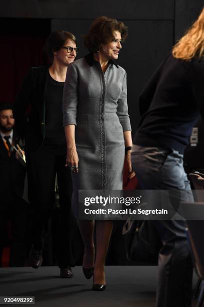 Actress Fanny Ardant and director Ursula Meier arrive for the 'Shock Waves' photo call during the 68th Berlinale International Film Festival Berlin...