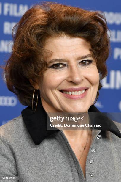 Fanny Ardant is seen at the 'Shock Waves' press conference during the 68th Berlinale International Film Festival Berlin at Grand Hyatt Hotel on...