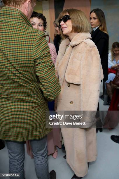 Anna Wintour and Damian Lewis attends the Roksanda show during London Fashion Week February 2018 at Eccleston Place on February 19, 2018 in London,...