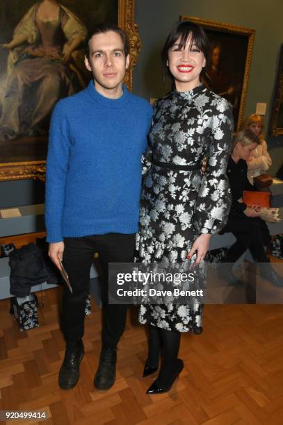 James Righton and Daisy Lowe attend the Erdem show during London Fashion Week February 2018 at National Portrait Gallery on February 19, 2018 in...