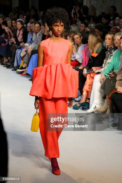 The Roksanda show during London Fashion Week February 2018 at Eccleston Place on February 19, 2018 in London, England.