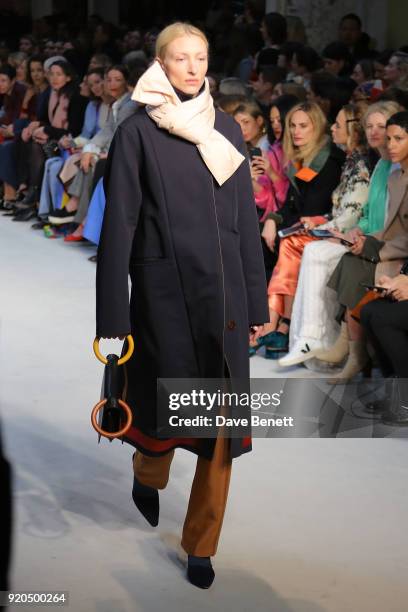 The Roksanda show during London Fashion Week February 2018 at Eccleston Place on February 19, 2018 in London, England.