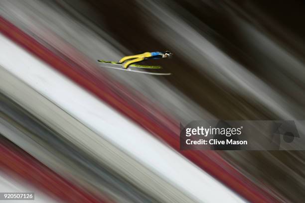 Michael Hayboeck of Austria during the Ski Jumping - Men's Team Large Hill on day 10 of the PyeongChang 2018 Winter Olympic Games at Alpensia Ski...