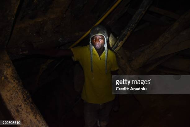Edward Sukoine, a 25 years old mine worker that has been working here for 3 years, is seen at a mine in Kakamega a western town of Kenya on February...