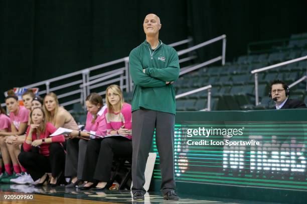 Green Bay Phoenix head coach Kevin Borseth on the sideline during the second quarter of the women's college basketball game between the Green Bay...
