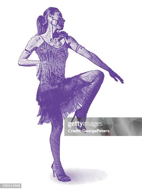 hispanic woman latin dancing - tango music stock illustrations