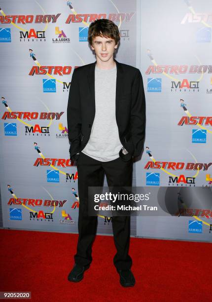 Freddie Highmore arrives to the Los Angeles premiere of "Astro Boy" held at Grauman's Chinese Theatre on October 19, 2009 in Los Angeles, California.
