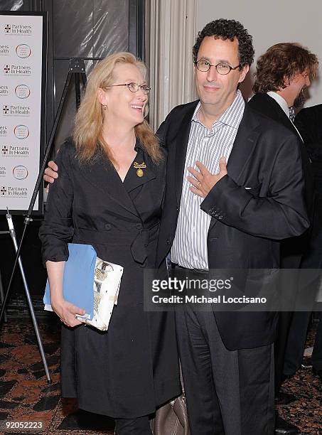 Actress Meryl Streep and playwright Tony Kusher attend the Courage In Concert at The Public Theater on October 19, 2009 in New York City.