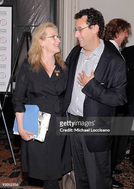 Actress Meryl Streep and playwright Tony Kusher attend the Courage In Concert at The Public Theater on October 19, 2009 in New York City.