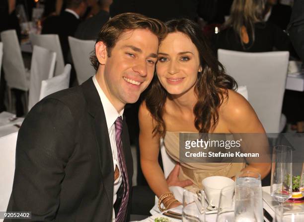 Actors John Krasinski and Emily Blunt attend the 16th Annual ELLE Women in Hollywood Tribute at the Four Seasons Hotel on October 19, 2009 in Beverly...