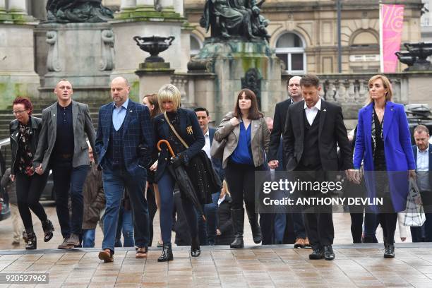 Abuse victims of former football coach Barry Bennell Chris Unsworth and Steve Walters arrive at Liverpool Crown Court on February 19, 2018 for the...