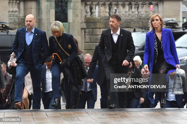 Abuse victims of former football coach Barry Bennell Chris Unsworth and Steve Walters arrive at Liverpool Crown Court on February 19, 2018 for the...