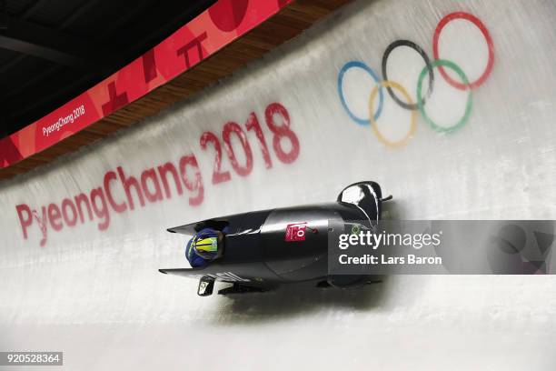 Edson Bindilatti and Edson Ricardo Martins of Brazil make a run during the Men's 2-Man Bobsleigh on day 10 of the PyeongChang 2018 Winter Olympic...