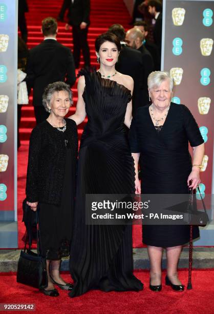 Gemma Arterton with Eileen Pullen and Gwen Davis attending the EE British Academy Film Awards held at the Royal Albert Hall, Kensington Gore,...