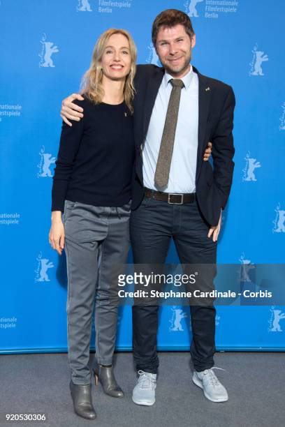 Ursina Lardi and Lionel Baier pose at the 'Shock Waves' photo call during the 68th Berlinale International Film Festival Berlin at Grand Hyatt Hotel...