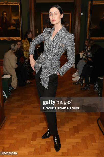 Erin O'Connor attends the ERDEM show during London Fashion Week February 2018 on February 19, 2018 in London, England.