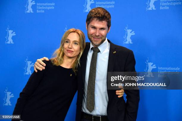 Swiss Producer Lionel Baier and Swiss actres Ursina Lardi pose during a photo call for the film "Shock Waves - Diary of My Mind" presented in in the...