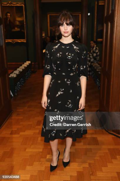 Felicity Jones attends the ERDEM show during London Fashion Week February 2018 on February 19, 2018 in London, England.