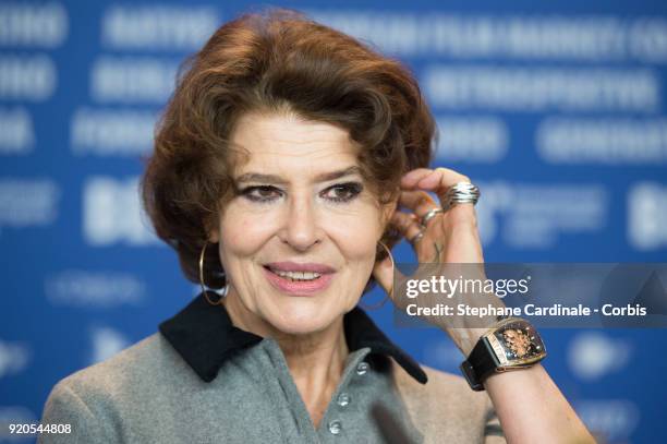 Actress Fanny Ardant attends the 'Shock Waves' press conference during the 68th Berlinale International Film Festival Berlin at Grand Hyatt Hotel on...