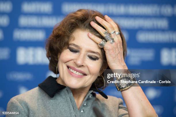 Actress Fanny Ardant attends the 'Shock Waves' press conference during the 68th Berlinale International Film Festival Berlin at Grand Hyatt Hotel on...