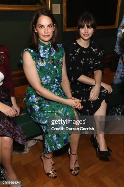 Ruth Wilson and Felicity Jones attend the ERDEM show during London Fashion Week February 2018 on February 19, 2018 in London, England.