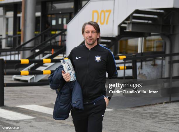 Head coach FC Internazionale U19 Stefano Vecchi departs to Manchester on February 19, 2018 in Milan, Italy.