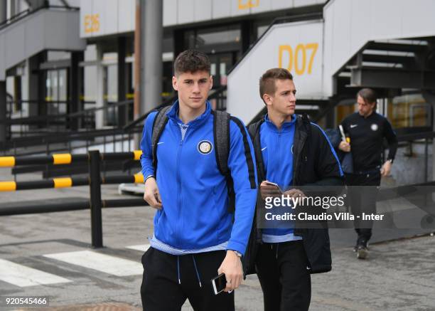 Federico Valietti of FC Internazionale U19 departs to Manchester on February 19, 2018 in Milan, Italy.