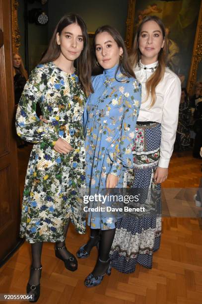 Danielle Haim, Alana Haim and Este Haim attend the Erdem show during London Fashion Week February 2018 at National Portrait Gallery on February 19,...