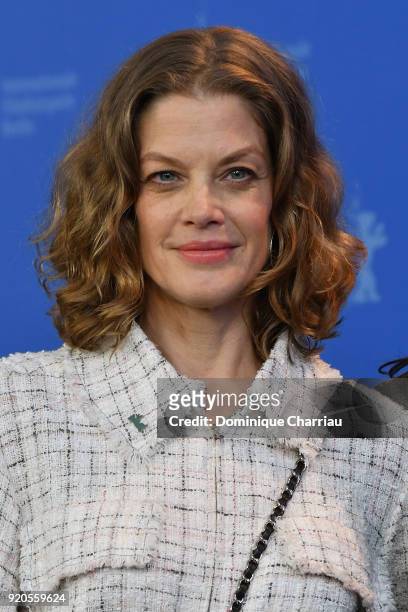 Marie Baeumer poses at the '3 Days in Quiberon' photo call during the 68th Berlinale International Film Festival Berlin at Grand Hyatt Hotel on...