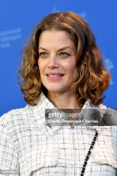 Marie Baeumer poses at the '3 Days in Quiberon' photo call during the 68th Berlinale International Film Festival Berlin at Grand Hyatt Hotel on...