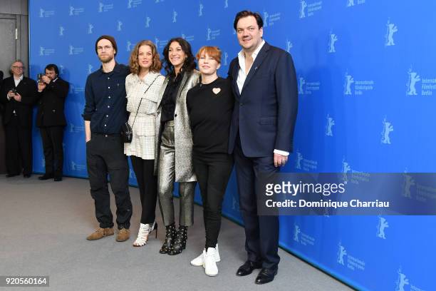 Robert Gwisdek, Marie Baeumer, Emily Atef, Birgit Minichmayr and Charly Huebner pose at the '3 Days in Quiberon' photo call during the 68th Berlinale...