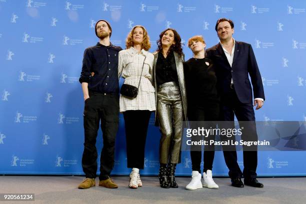 Robert Gwisdek, Marie Baeumer, Emily Atef, Birgit Minichmayr and Charly Huebner pose at the '3 Days in Quiberon' photo call during the 68th Berlinale...
