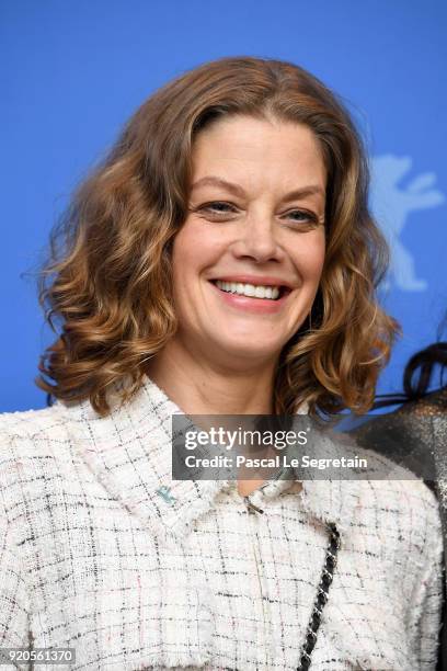 Marie Baeumer poses at the '3 Days in Quiberon' photo call during the 68th Berlinale International Film Festival Berlin at Grand Hyatt Hotel on...