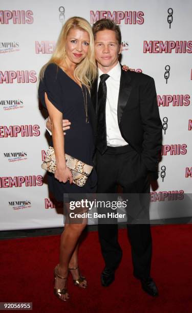 Jack Noseworthy and Kelly Divine attend the opening night of "Memphis" on Broadway at the Shubert Theatre on October 19, 2009 in New York City.