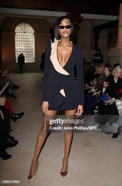Jourdan Dunn attends the David Koma show during London Fashion Week February 2018 at St George's Church Bloomsbury on February 19, 2018 in London,...