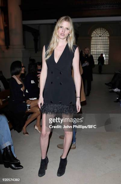 Lara Stone attends the David Koma show during London Fashion Week February 2018 at St George's Church Bloomsbury on February 19, 2018 in London,...