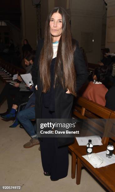 Elizabeth Saltzman attends the David Koma show during London Fashion Week February 2018 at BFC Show Space on February 19, 2018 in London, England.