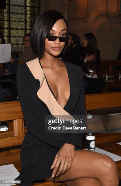 Jourdan Dunn attends the David Koma show during London Fashion Week February 2018 at BFC Show Space on February 19, 2018 in London, England.