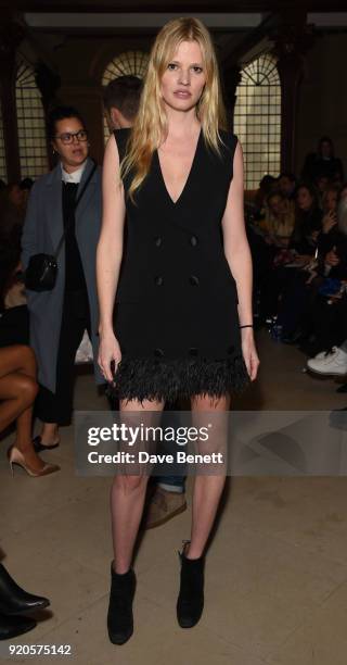 Lara Stone attends the David Koma show during London Fashion Week February 2018 at BFC Show Space on February 19, 2018 in London, England.