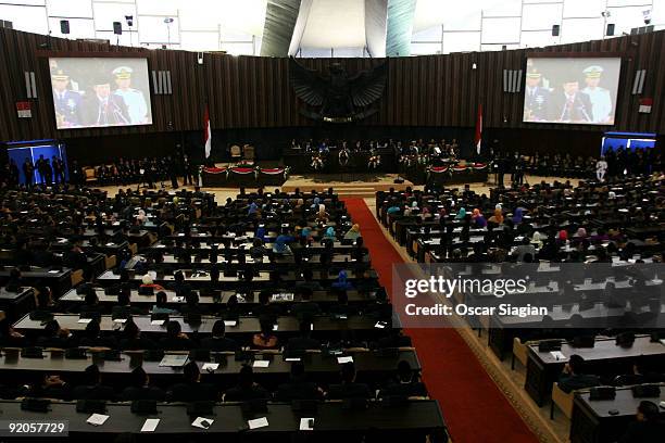 Situation during the Inauguration ceremony for President Yudhoyono at the House of Representative building on October 20, 2009 in Jakarta, Indonesia....