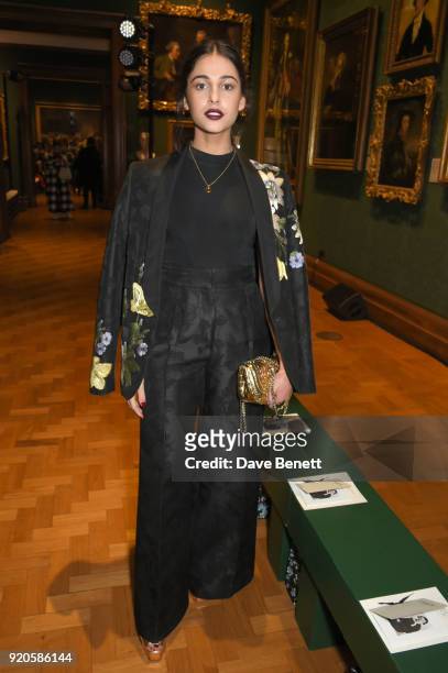 Naomi Scott attends the Erdem show during London Fashion Week February 2018 at National Portrait Gallery on February 19, 2018 in London, England.